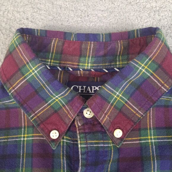 Chaps Shirt Mens Medium Plaid Multicolor Cotton Oxford Long Sleeve Button Down - Picture 5 of 15